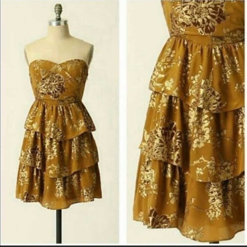 Anthropologie MOULINETTE SOEURS Golden Light Dress